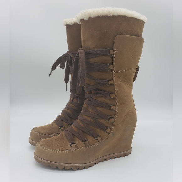 357- UGG Mason Chestnut Waterproof Suede Women's Boots 8.5 - Picture 6 of 13